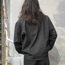 Denim Fringe Half Zip LS