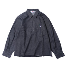 Denim Fringe Half Zip LS