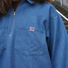 Denim Fringe Half Zip LS