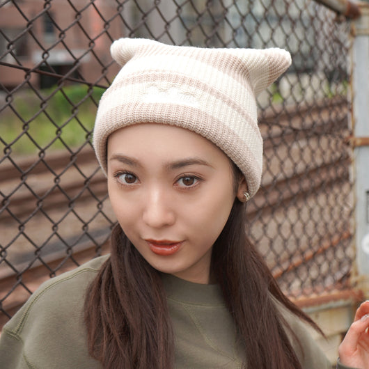 NEKOMIMI BORDER KNIT CAP