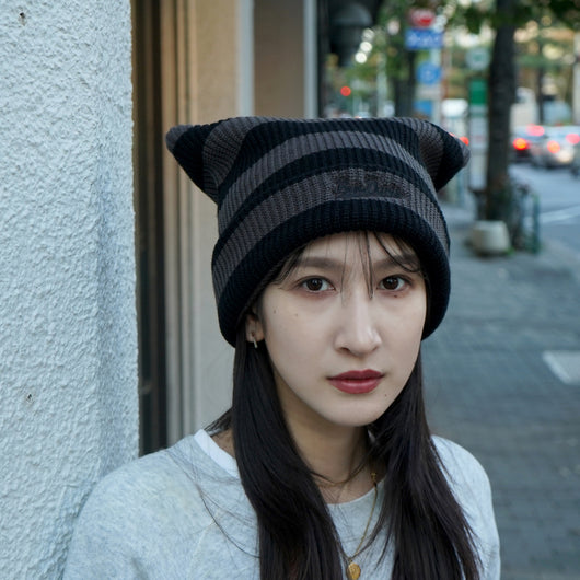 NEKOMIMI BORDER KNIT CAP