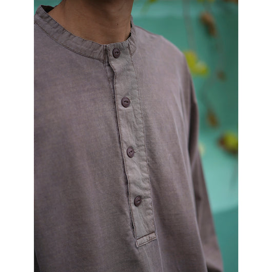 PIGMENT DYE HENLEY-NECK LONG T-SHIRTS