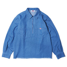 Denim Fringe Half Zip LS