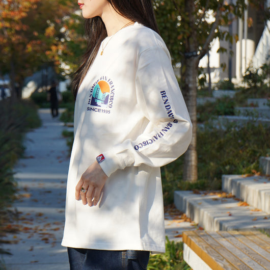 LADIES RECYCLE COTTON MIX PRINT LONG TEE