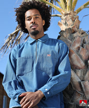 Denim Fringe Half Zip LS