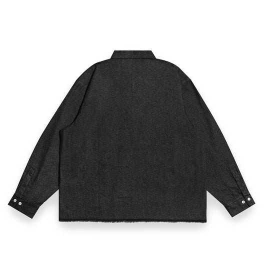 Denim Fringe Half Zip LS