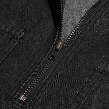 Denim Fringe Half Zip LS