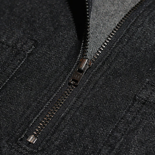 Denim Fringe Half Zip LS