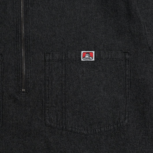 Denim Fringe Half Zip LS